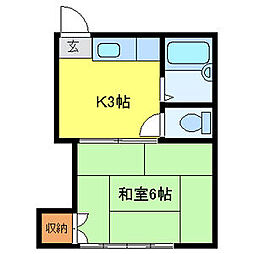 大野コーポ 1Kの間取図画像