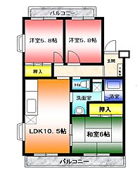 クレスト湘南 3LDKの間取図画像