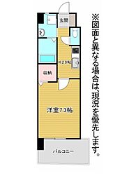 オーヴィジョンクラス浅香通り 1Kの間取図画像