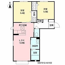 コモドヴィラ引野 2LDKの間取図画像