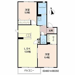 メゾン国見台B 2LDKの間取図画像
