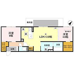 神戸市北区谷上南町アパート 2LDKの間取図画像
