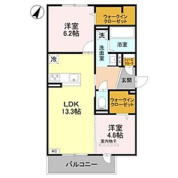 神戸市北区谷上南町アパート 2LDKの間取図画像