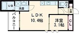 プルーム中原東 1LDKの間取図画像
