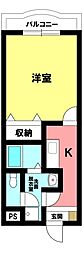 マンションアプリコット 1Kの間取図画像