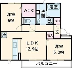 マーベラス 2LDKの間取図画像