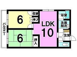 大東マンション 2LDKの間取図画像