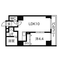 パークヒルズ中央25 5階1LDKの間取り
