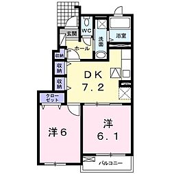 スターヒル2 2DKの間取図画像