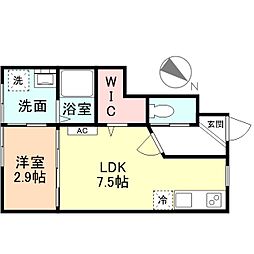 Felice田島B 1LDKの間取図画像