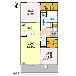 神戸市北区谷上南町アパート 2LDKの間取図画像
