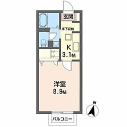 GIARDINO泉中央1 1Kの間取図画像
