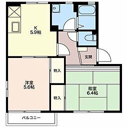フレグランスヒロA 2Kの間取図画像