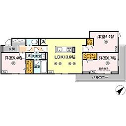 ウィンザーコート金田西 3LDKの間取図画像