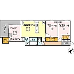 ウィンザーコート金田西 3LDKの間取図画像