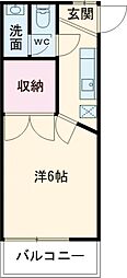 コーポ286 1Kの間取図画像
