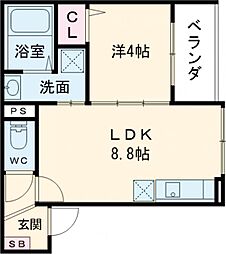 シーサイドヒル西新町 1LDKの間取図画像