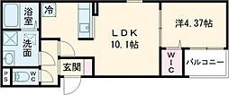 藤井寺市道明寺4丁目アパート 1LDKの間取図画像