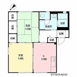 シーメゾン相浦A 2Kの間取図画像