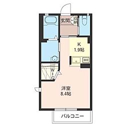 エトワールB ワンルームの間取図画像