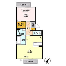 シャトレー明神 1LDKの間取図画像