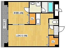 すかる通東 1LDKの間取図画像