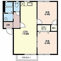 フレグランス上の原N 2LDKの間取図画像