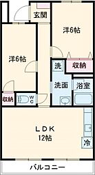 ラーレ前橋A 2LDKの間取図画像