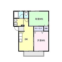 メゾンフォーレストA 2DKの間取図画像