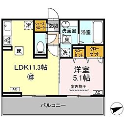 DーROOM松橋駅前 1LDKの間取図画像