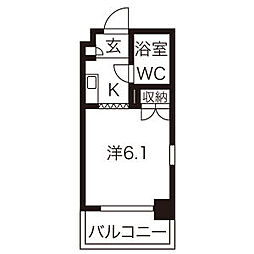 グランデール名古屋 1Kの間取図画像