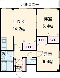 ピュアみやび三番館 2LDKの間取図画像