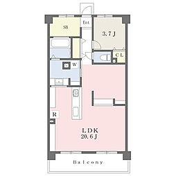 ヴェルビュ鶴見坦 1LDKの間取図画像