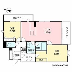 BEREO大江 2LDKの間取図画像