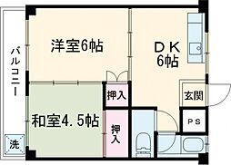 コーポ西村1 2DKの間取図画像