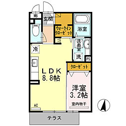 パークサイドカーサ 1LDKの間取図画像