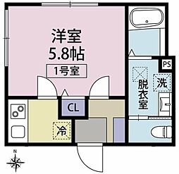 大和市柳橋3丁目アパート 1Kの間取図画像
