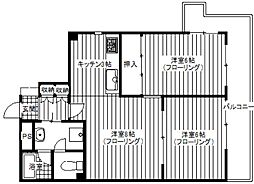 ハイブリッジ日野 2LDKの間取図画像