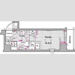 グランドガーラ横濱山下町 1Kの間取図画像