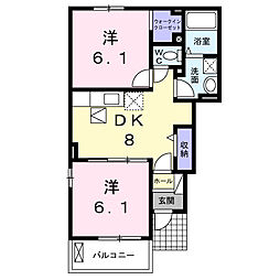 エトワール昴2 2DKの間取図画像