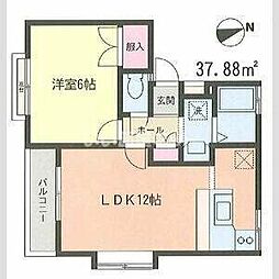 秦野ガーデンヒルズ 1LDKの間取図画像