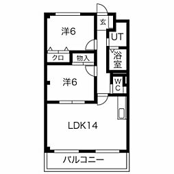 ハイツヤマオ 2LDKの間取図画像