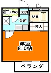 グリーンパーク賞田 1Kの間取図画像
