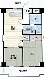 グロワール 2DKの間取図画像