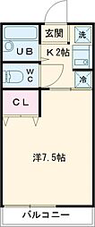 水野ハイツB 1Kの間取図画像