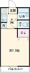 水野ハイツA 1Kの間取図画像