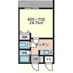 K.スクエア ワンルームの間取図画像
