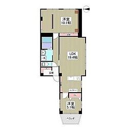 コーポ松本 2LDKの間取図画像