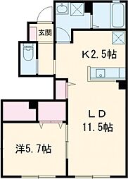 コンフォルトC 1LDKの間取図画像