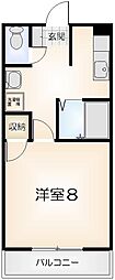 コーポレインボー 1Kの間取図画像